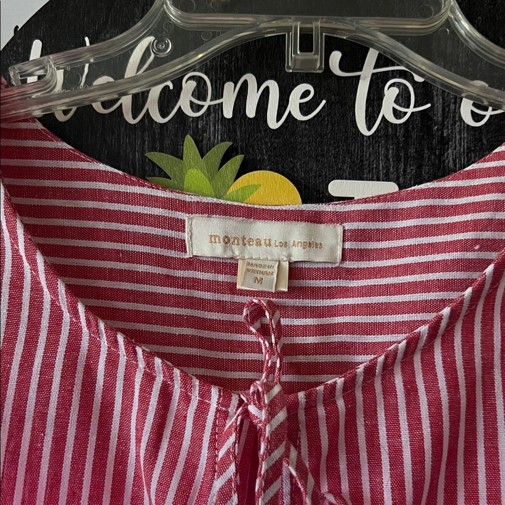 Monteau Pink and White Striped Mini Dress - Picture 2 of 4